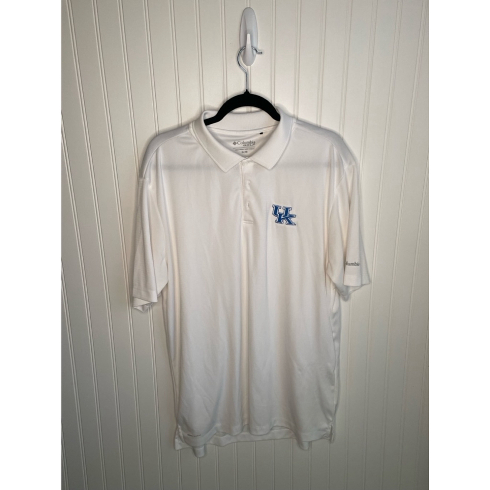 Men's Columbia Golf Polo Shirt XL White Blue
